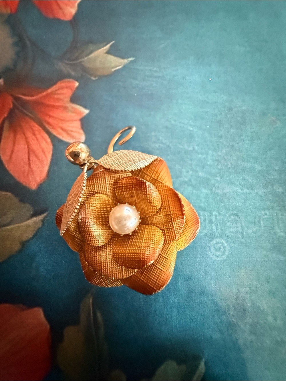 Gold Flower Brooch with Pearl Center - Women's Jewelry